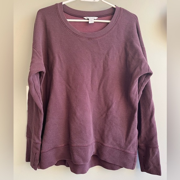 Athleta Burgundy Ribbed Crewneck Sweater - Picture 1 of 6